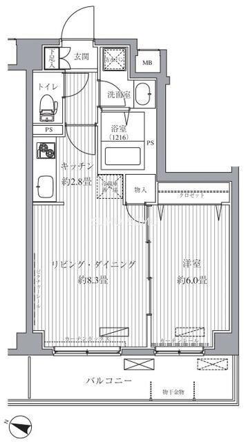 サニーリヴ北新横浜(1LDK/5階)の間取り写真