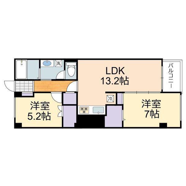 はまなすコーポ(2LDK/5階)の間取り写真