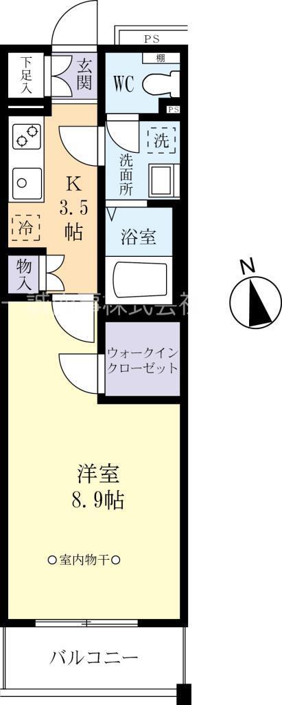 FLATS白木蓮(1K/2階)の間取り写真