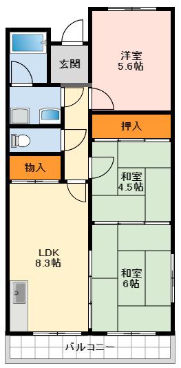 エムテック藤井寺(3LDK/2階)の間取り写真