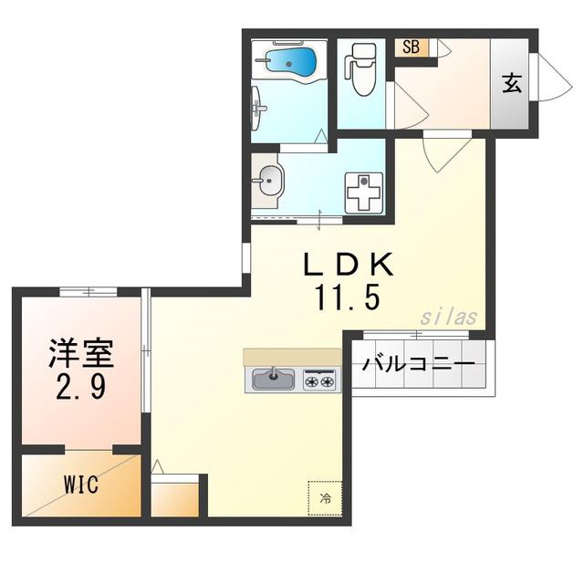 REGALEST堺町家(1LDK/1階)の間取り写真