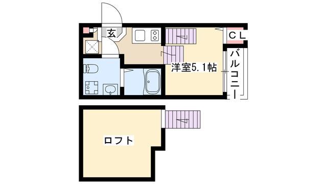 ハーモニーテラス川名町(1K/1階)の間取り写真