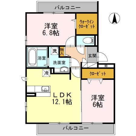 マジェスティックアン Ⅰ(2LDK/1階)の間取り写真