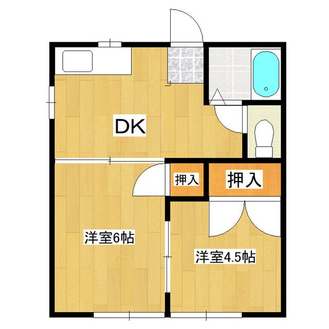 コーポ藤田(2DK/1階)の間取り写真