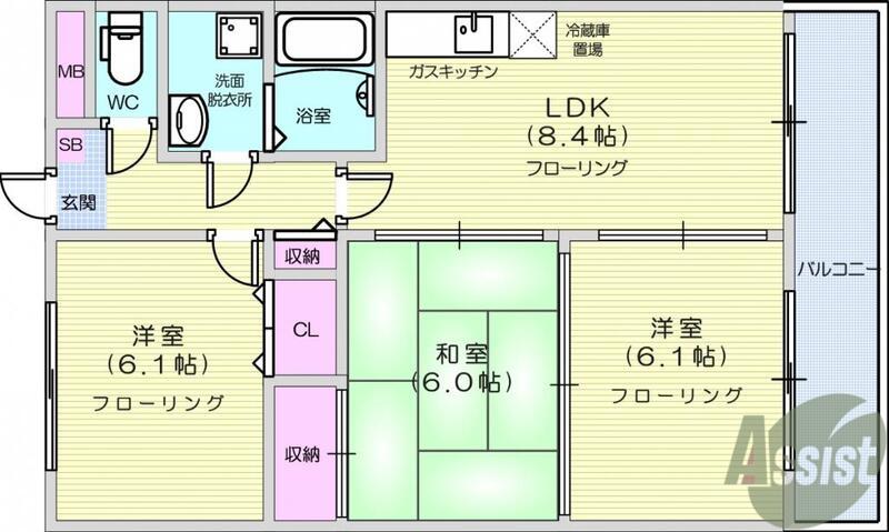 サニープレイスⅠ(3LDK/3階)の間取り写真