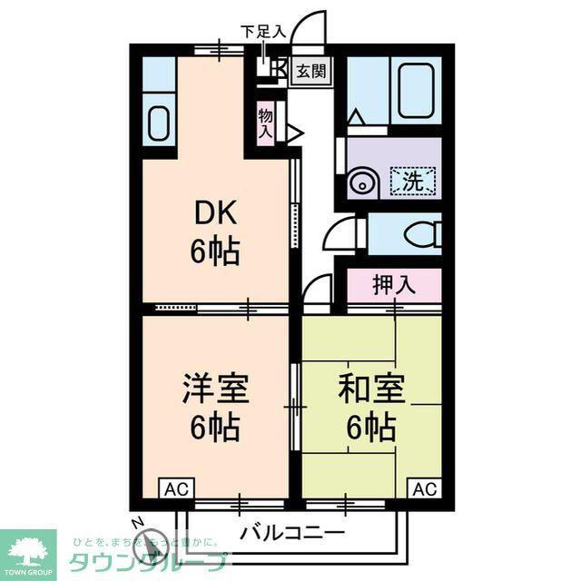 ファミーユ・ドミ(2DK/2階)の間取り写真