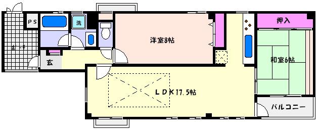 りりぱっとハウス(2LDK/4階)の間取り写真
