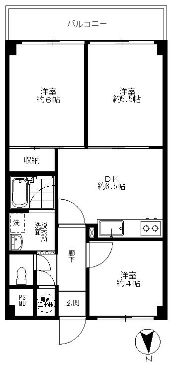 トーカンマンション大井町(3DK/8階)の間取り写真