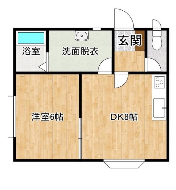 華ハイツ(1LDK/2階)の間取り写真
