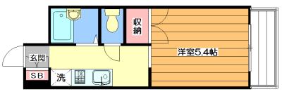 ウエストフィールドNO.3(1K/2階)の間取り写真