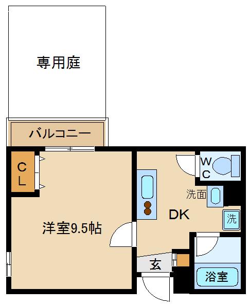 KDA OSAKA 45(1K/1階)の間取り写真