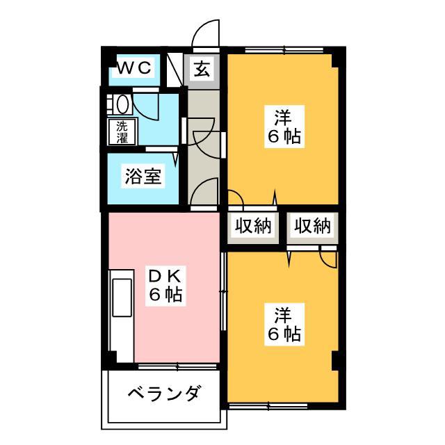 VILLA DE ジュピタ A(2DK/2階)の間取り写真