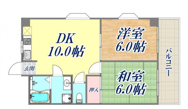 ハイツ菊水(2DK/7階)の間取り写真