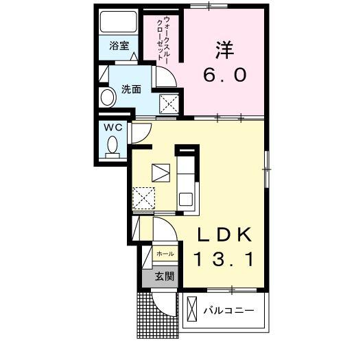 エミグランドB(1LDK/1階)の間取り写真