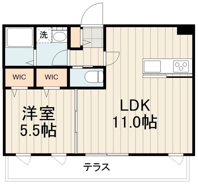 ミココリエ北新宿(1LDK/1階)の間取り写真