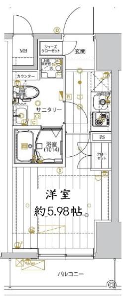 レガリス品川サウス(1K/6階)の間取り写真
