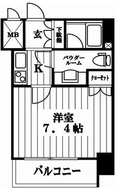エスコート西新宿(1K/12階)の間取り写真
