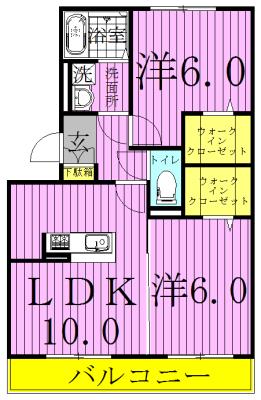 グレイス(2LDK/1階)の間取り写真