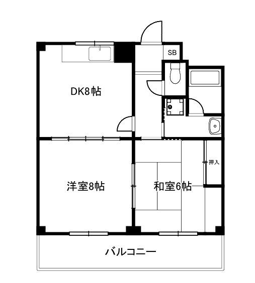 ピアチェ16(2DK/3階)の間取り写真