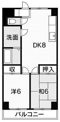 第二かなまるビル(2DK/5階)の間取り写真