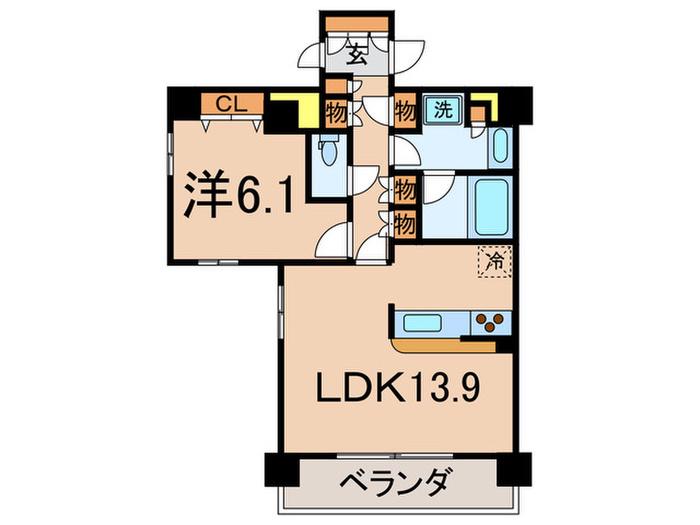 パークキューブ東品川(1LDK/4階)の間取り写真