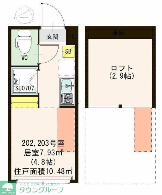 ハーモニーテラス高円寺南IV(ワンルーム/2階)の間取り写真