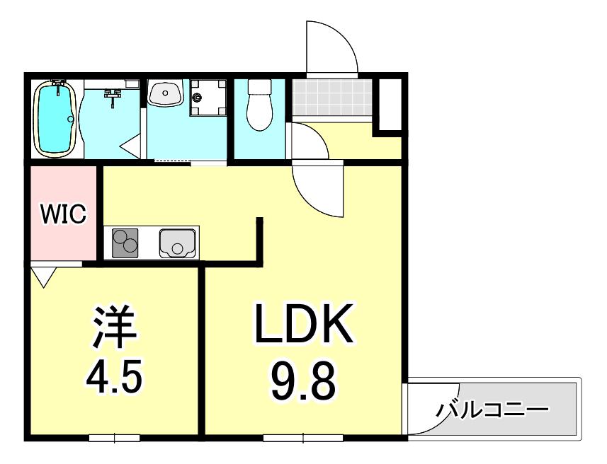 フジパレス夙川香櫨園ノース(1LDK/2階)の間取り写真