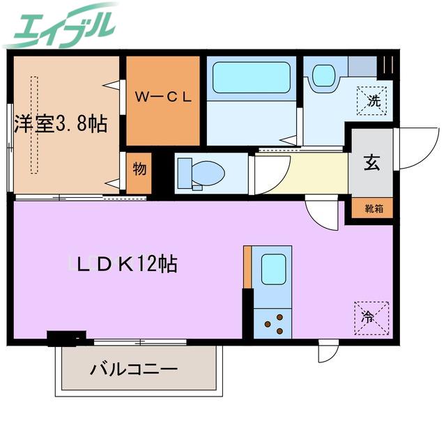アルカディア 日永(1LDK/2階)の間取り写真