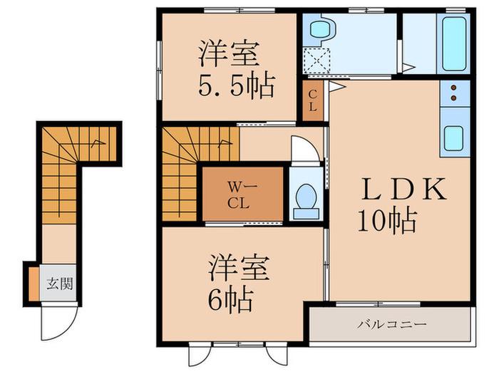 シャーメゾンKAWAE III(2LDK/2階)の間取り写真