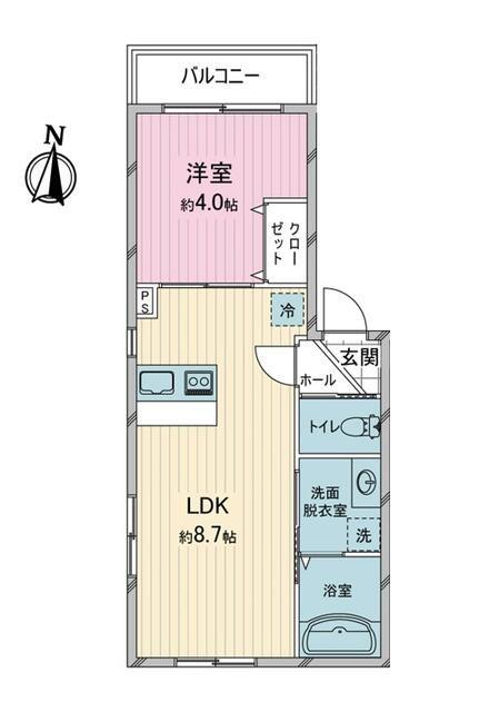 ロジュマン秋津(1LDK/2階)の間取り写真