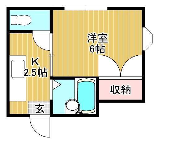 イデアル霊屋下(1K/2階)の間取り写真