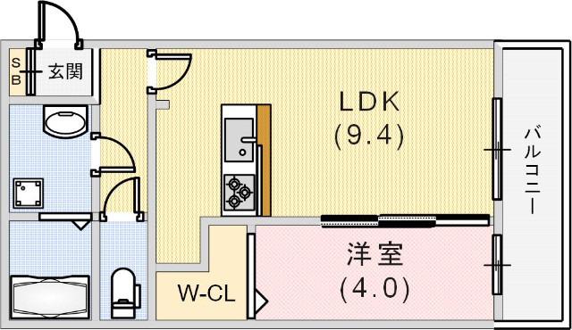メゾンエトワール神戸中道通(1LDK/2階)の間取り写真