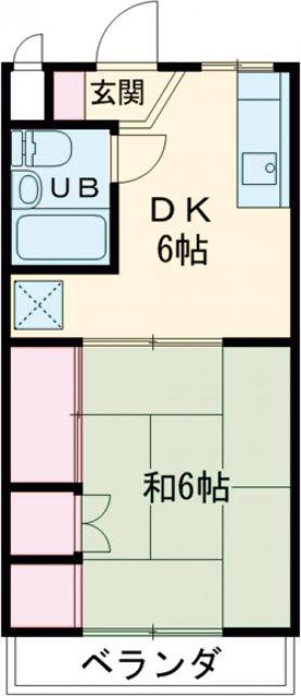国府台ハイツII(1DK/2階)の間取り写真