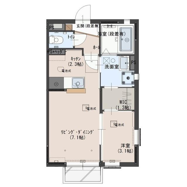 アローネ(1SK/1階)の間取り写真