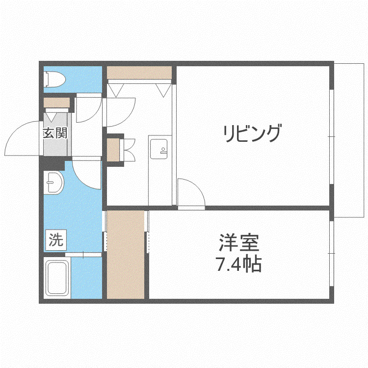 リベルテスクアール六番館(1LDK/4階)の間取り写真