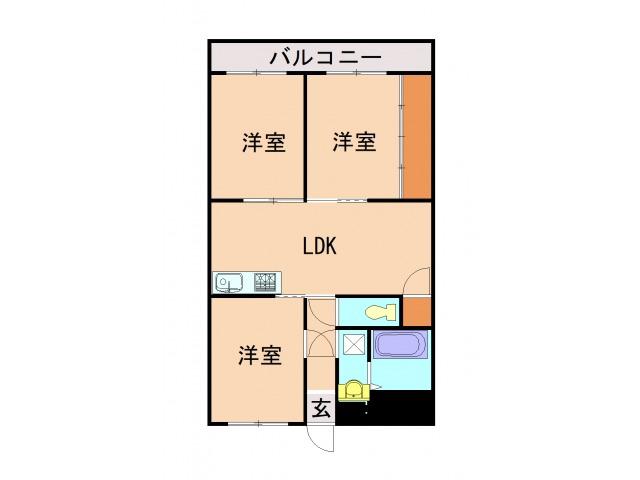 クロノス霧ヶ丘(3LDK/3階)の間取り写真