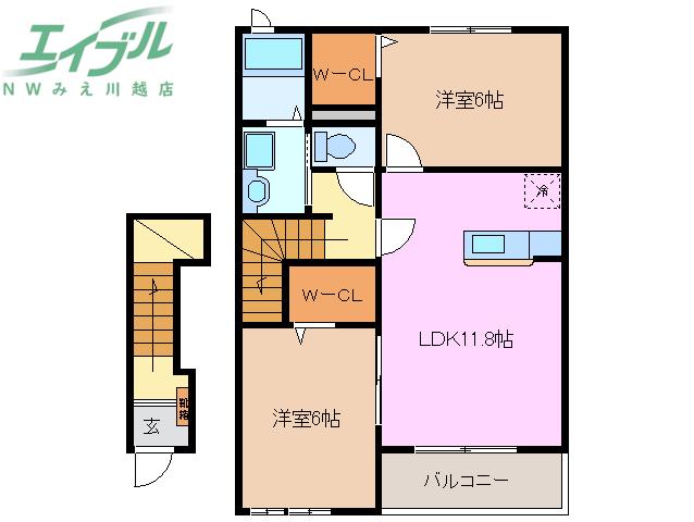 ブリアン(2LDK/2階)の間取り写真