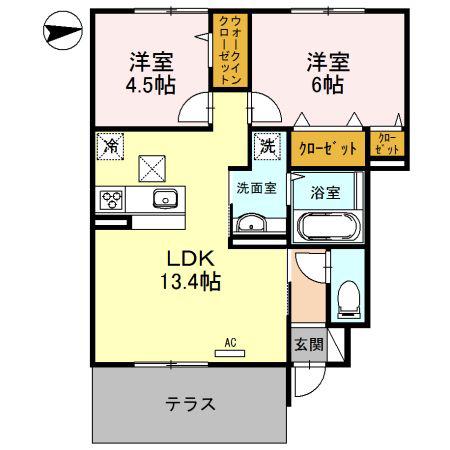 メゾンREE(2LDK/1階)の間取り写真