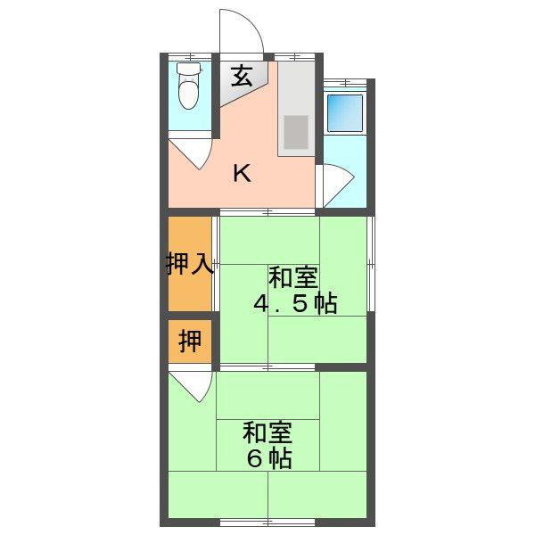ことぶき荘A B C棟(2K/1階)の間取り写真
