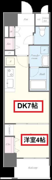セイワパレス本町東(1DK/6階)の間取り写真