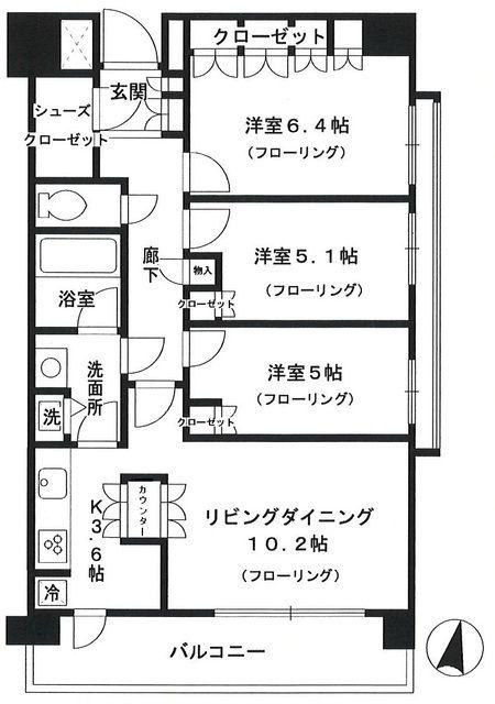 中村橋パークホームズオーチャードコート(3LDK/8階)の間取り写真