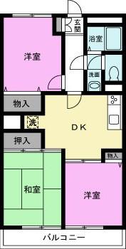 M.Sマンション(3DK/1階)の間取り写真
