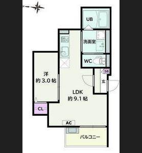 JACK HOSOKOMEI(1LDK/3階)の間取り写真