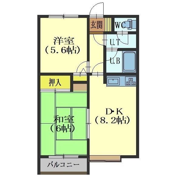 ライオンズマンション松陰町第2(2DK/3階)の間取り写真