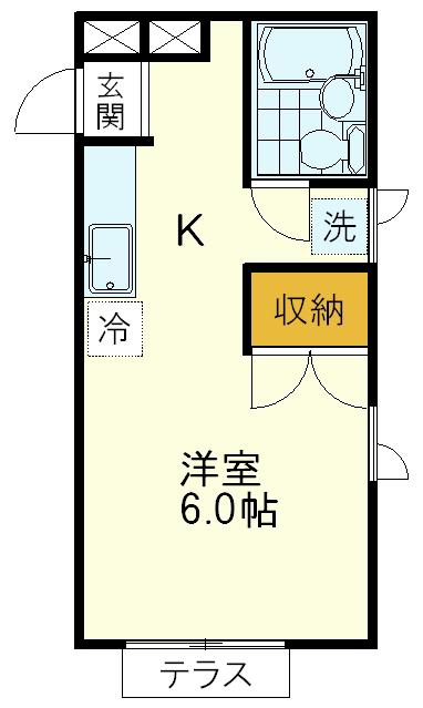 シャンブル朋(1K/2階)の間取り写真