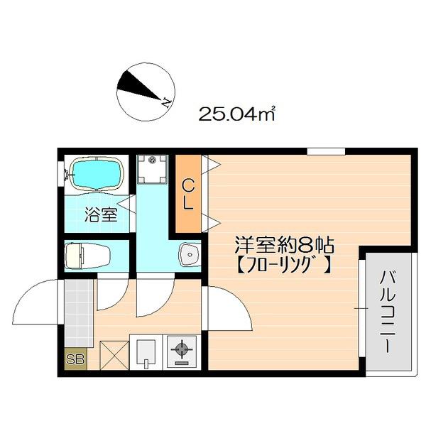 クレフラスト空港北B棟(1K/1階)の間取り写真