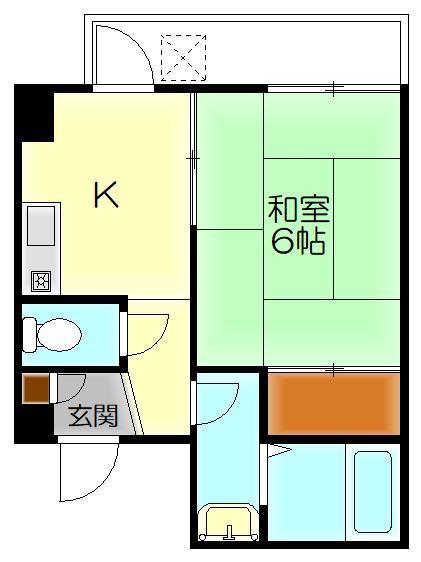 タイセイ・ビラ東中央(1K/4階)の間取り写真