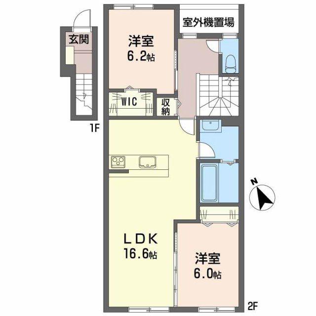 メゾンドソラIII(2LDK/2階)の間取り写真
