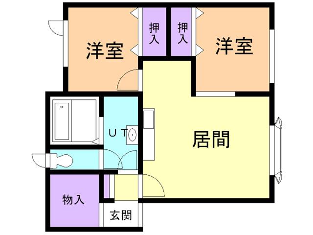 TWO LEAF(2LDK/2階)の間取り写真
