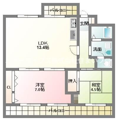 エル・セレーノ古川橋A棟(2LDK/4階)の間取り写真